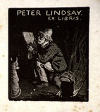 Artist: LINDSAY, Lionel | Title: Book plate: Peter Lindsay | Date: 1923 | Technique: wood-engraving, printed in black ink, from one block | Copyright: Courtesy of the National Library of Australia