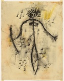 Artist: Cant, James. | Title: Mimi-figure variation (head-dress). | Date: 1949 | Technique: monotype, printed in colour, from one plate; additional hand colouring