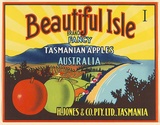 Artist: UNKNOWN | Title: Label: Beautiful Isle, Tasmanian apples | Date: c.1930 | Technique: lithograph, printed in colour, from multiple stones [or plates]