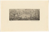 Artist: WILLIAMS, Fred | Title: Landscape with gliders | Date: 1955-56 | Technique: etching, foul biting, drypoint and flat biting, printed in black ink, from one copper plate | Copyright: © Fred Williams Estate