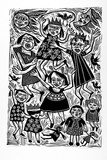 Artist: HANRAHAN, Barbara | Title: Girls at play | Date: 1988 | Technique: linocut, printed in black ink, from one block