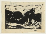 Artist: WILLIAMS, Fred | Title: English landscape | Date: c.1954 | Technique: linocut, printed in black ink, from one block | Copyright: © Fred Williams Estate
