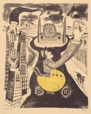 Artist: Hay, Bill. | Title: Fading monuments | Date: 1989, June-August | Technique: lithograph, printed in black ink, from one stone; hand-coloured
