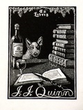 Artist: LINDSAY, Lionel | Title: Book plate: J.J. Quinn | Date: 1940 | Technique: wood-engraving, printed in black ink, from one block | Copyright: Courtesy of the National Library of Australia