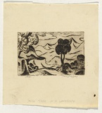 Artist: Watson, Percy. | Title: (Dark tree in a landscape) | Date: 1953 | Technique: etching, printed in black ink, from one plate