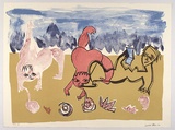 Artist: Allen, Davida | Title: Mum on beach | Date: 1990 | Technique: lithograph, printed in colour, from six stones