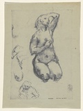 Artist: WILLIAMS, Fred | Title: Nude with drawing exercises | Date: c.1950 | Technique: dyeline | Copyright: © Fred Williams Estate