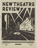 Artist: Lindesay, Vane. | Title: (frontcover) New theatre review: June-July 1945 (London blitz). | Date: June-July 1945 | Technique: linocut, printed in black ink, from one block; letterpress text