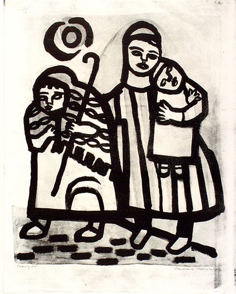 Artist: HANRAHAN, Barbara | Title: Family | Date: c.1960 | Technique: lithograph, printed in black ink, from one stone Artist: HANRAHAN, Barbara | Title: Family | Date: c.1960 | Technique: lithograph, printed in black ink, from one stone