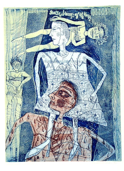 Artist: HANRAHAN, Barbara | Title: Dolly, vamp of the north | Date: 1984 | Technique: etching and aquatint, printed in colour