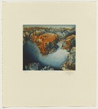 Title: Katherine Gorge, Northern Territory | Date: 1989 | Technique: etching, printed in blue and orange ink, from one plate