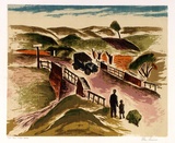 Artist: Sumner, Alan. | Title: Old Bell Street bridge | Date: 1947 | Technique: screenprint, printed in colour, from 14 stencils