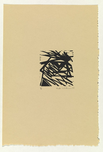 Artist: Withers, Rod. | Title: Woodcut: from the set Australian birds of prey or the rogue sparrow | Date: 1979 | Technique: woodcut, printed in black ink, from one block