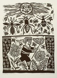 Artist: HANRAHAN, Barbara | Title: Butterfly hunter. | Date: 1989 | Technique: linocut, printed in black ink, from one block