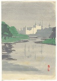Artist: Newell, Alice | Title: Spires of St Pauls | Date: 1933 | Technique: linocut, printed in colour, from multiple blocks