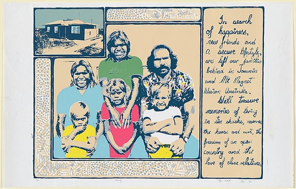 Artist: PICKETT, Byron | Title: Family. | Date: 1985 | Technique: screenprint, printed in colour, from multiple stencils | Copyright: © Byron Pickett, Licensed by VISCOPY, Australia Artist: PICKETT, Byron | Title: Family. | Date: 1985 | Technique: screenprint, printed in colour, from multiple stencils | Copyright: © Byron Pickett, Licensed by VISCOPY, Australia