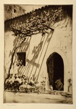 Artist: LINDSAY, Lionel | Title: The shadow of the vine, Taormina | Date: 1927 | Technique: drypoint, printed in brown ink with plate-tone, from one plate | Copyright: Courtesy of the National Library of Australia