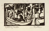 Artist: Hawkins, Weaver. | Title: Landing, Malta. | Date: c.1927 | Technique: woodcut, printed in black ink, from one block | Copyright: The Estate of H.F Weaver Hawkins