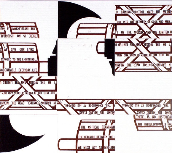 Artist: Ramsden, Mel. | Title: Fasces. Part 2 (mosaic of postcards). | Date: 1977 | Technique: lithograph, printed in black ink, from one stone [or plate]