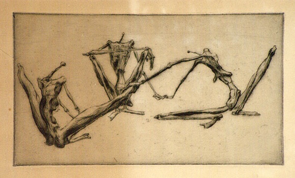 Artist: Graham, Geoffrey. | Title: Three seated figures | Date: c.1938 | Technique: etching, printed in black ink, from one plate