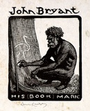 Artist: LINDSAY, Lionel | Title: Book plate: John Bryant | Date: 1925 | Technique: wood-engraving, printed in black ink, from one block | Copyright: Courtesy of the National Library of Australia