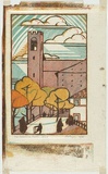 Artist: Syme, Eveline | Title: San Domenico, Sienna. | Date: 1931 | Technique: linocut, printed in colour, from four blocks (cobalt green, yellow ochre, vermillion, raw umber)