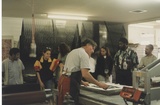 Artist: Eglitis, Anna. | Title: Theo Tremblay demonstrates lithography at Cairns TAFE prior to his visit to his  three week workshop in March 1998. | Date: March 1998