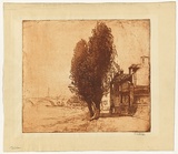 Artist: LONG, Sydney | Title: Strand on the green, No.2 | Date: c.1923 | Technique: line-etching, printed in sepia ink, from one copper plate | Copyright: Reproduced with the kind permission of the Ophthalmic Research Institute of Australia