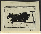 Artist: WILLIAMS, Fred | Title: Carthorse, Chelsea | Date: c.1954 | Technique: linocut, printed in black ink, from one block | Copyright: © Fred Williams Estate
