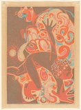 Artist: Stringer, John. | Title: Icarus falling | Date: 1960 | Technique: woodcut, printed in colour, from multiple blocks