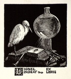 Artist: LINDSAY, Lionel | Title: Book plate: Lionel Lindsay [2] | Date: 1933 | Technique: wood-engraving, printed in black ink, from one block | Copyright: Courtesy of the National Library of Australia