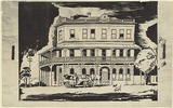 Artist: Jack, Kenneth. | Title: Macedonia House, Lancefield | Date: 1954 | Technique: linocut, printed in black ink, from one block | Copyright: © Kenneth Jack. Licensed by VISCOPY, Australia