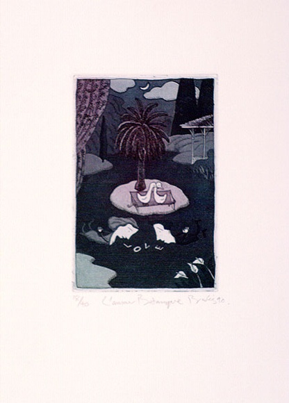 Artist: BROOKS, Ron | Title: L'amour botanique. | Date: 1990 | Technique: etching and aquatint, printed in colour with plate-tone, from one plate Artist: BROOKS, Ron | Title: L'amour botanique. | Date: 1990 | Technique: etching and aquatint, printed in colour with plate-tone, from one plate