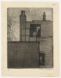 Artist: WILLIAMS, Fred | Title: The workrooms | Date: 1954-66 | Technique: etching, aquatint, rough biting, engraving, drypoint, printed in black ink, from one zinc plate | Copyright: © Fred Williams Estate