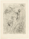 Artist: GRIFFITH, Pamela | Title: The boy's dream | Date: 1978 | Technique: etching, soft ground, aquatint printed in black ink with plate-tone, from one zinc plate | Copyright: © Pamela Griffith