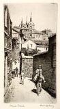 Artist: LINDSAY, Lionel | Title: A street, Toledo | Date: c.1942 | Technique: etching, printed in black ink with plate-tone, from one plate | Copyright: Courtesy of the National Library of Australia