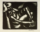 Artist: Hawkins, Weaver. | Title: (Sleeping woman) | Date: c.1927 | Technique: woodcut, printed in black ink, from one block | Copyright: The Estate of H.F Weaver Hawkins