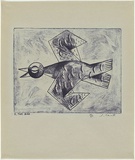 Artist: Cant, James. | Title: The bird. | Date: 1948 | Technique: cliche-verre, printed in blue pigment, from one paper plate