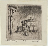 Artist: de Kesler, Thomas. | Title: In the shadows of the night. | Date: 1961 | Technique: etching and lavis, printed in black ink with plate-tone, from one  plate | Copyright: © Thomas de Kessler