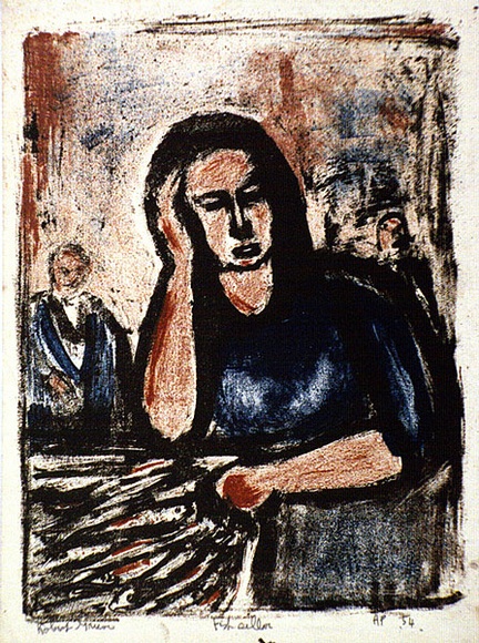 Artist: Grieve, Robert. | Title: Fish seller | Date: 1954 | Technique: lithograph, printed in colour, from three stones