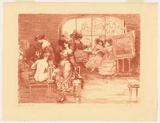 Artist: Conder, Charles. | Title: Schaunard's studio. | Date: 1904 | Technique: transfer-lithograph, printed in red ink, from one stone