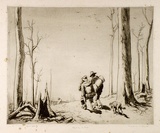 Artist: LINDSAY, Lionel | Title: Land of the Crow | Date: 1925 | Technique: drypoint, printed in black ink with plate-tone, from one plate | Copyright: Courtesy of the National Library of Australia