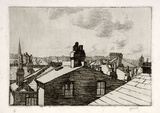 Artist: Hawkins, Weaver. | Title: (Roof tops, London) | Date: c.1922 | Technique: etching, printed in black ink, from one plate | Copyright: The Estate of H.F Weaver Hawkins