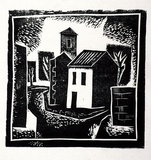 Artist: Clifton, Nancy. | Title: The village. | Date: c.1958 | Technique: linocut, printed in black ink, from one block