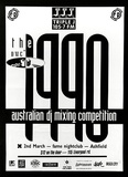 Artist: McDonald, Linsay. | Title: The DMC Australian dj mixing competition | Date: 1990 | Technique: screenprint, printed in black ink, from one stencil