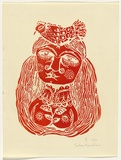 Artist: HANRAHAN, Barbara | Title: not titled | Date: 1960 | Technique: linocut, printed in red ink, from one block