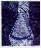 Artist: Marshall, Jennifer. | Title: Rearlight | Date: 1994 | Technique: woodcut, printed in blue ink, from two blocks