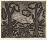 Artist: Bowen, Dean. | Title: Nocturnal landscape with dog | Date: 1991 | Technique: etching, printed in black ink, from one plate