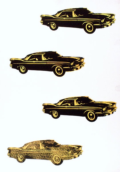 Artist: MERD INTERNATIONAL | Title: Poster: (Four yellow cars) | Date: 1984 | Technique: screenprint