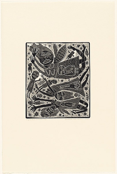 Artist: HANRAHAN, Barbara | Title: Angels and children | Date: 1989 | Technique: etching, printed in black ink, from one plate